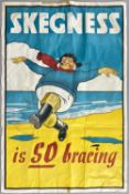 COLOURFUL PAPER POSTER featuring the Jolly Fisherman, 'Skegness is SO Bracing', published by E. T.