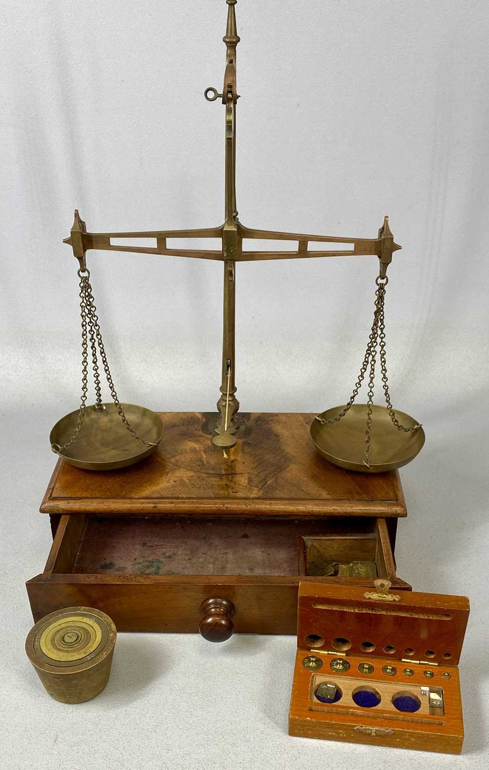 GROUP OF MIXED COLLECTABLES, including chemist's scales glazed mahogany case, 50cms (h), copper - Image 8 of 10