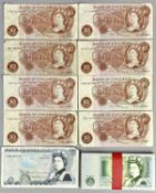 ONE HUNDRED CONSECUTIVE RUN ONE POUND BANK NOTES & OTHERS COLLECTION, to include a Somerset five