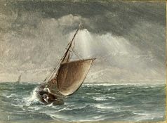 ‡ J. W. HAMILTON MARR ARCA watercolour/gouache - seascape with sailing boat and figures in