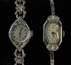 LADIES VINTAGE COCKTAIL WATCHES (2), 18ct white gold expanding bracelet diamond set example,