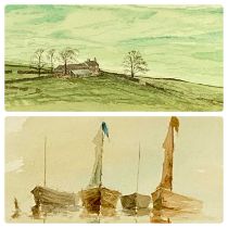 TWO 20TH CENTURY WATERCOLOURS, Tina Holley - moored sailing boats, signed lower right, 15 x 22.