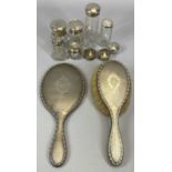 ELEVEN HALLMARKED SILVER DRESSING TABLE ITEMS, nine bearing various Birmingham hallmarks