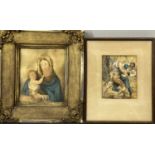 EARLY 19TH CENTURY watercolour - Madonna and child, unsigned, 17 x 15cms, and J F G Tod (20th