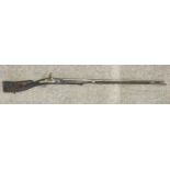 REPRODUCTION TWO-BAND FLINTLOCK RIFLE, 115cms octagonal barrel, with ramrod Provenance: deceased