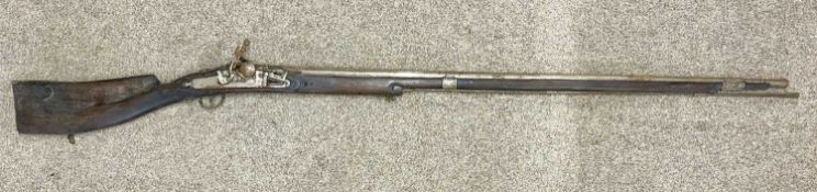 REPRODUCTION TWO-BAND FLINTLOCK RIFLE, 115cms octagonal barrel, with ramrod Provenance: deceased