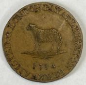 BRITISH TOKEN COPPER HALFPENNY 1794, Leighton Buzzard lace manufactory with a seated lady reverse