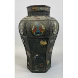 CHINESE BRONZE & CHAMPLEVE ENAMEL VASE LATE 19TH/EARLY 20TH CENTURY, of hexagonal baluster form,