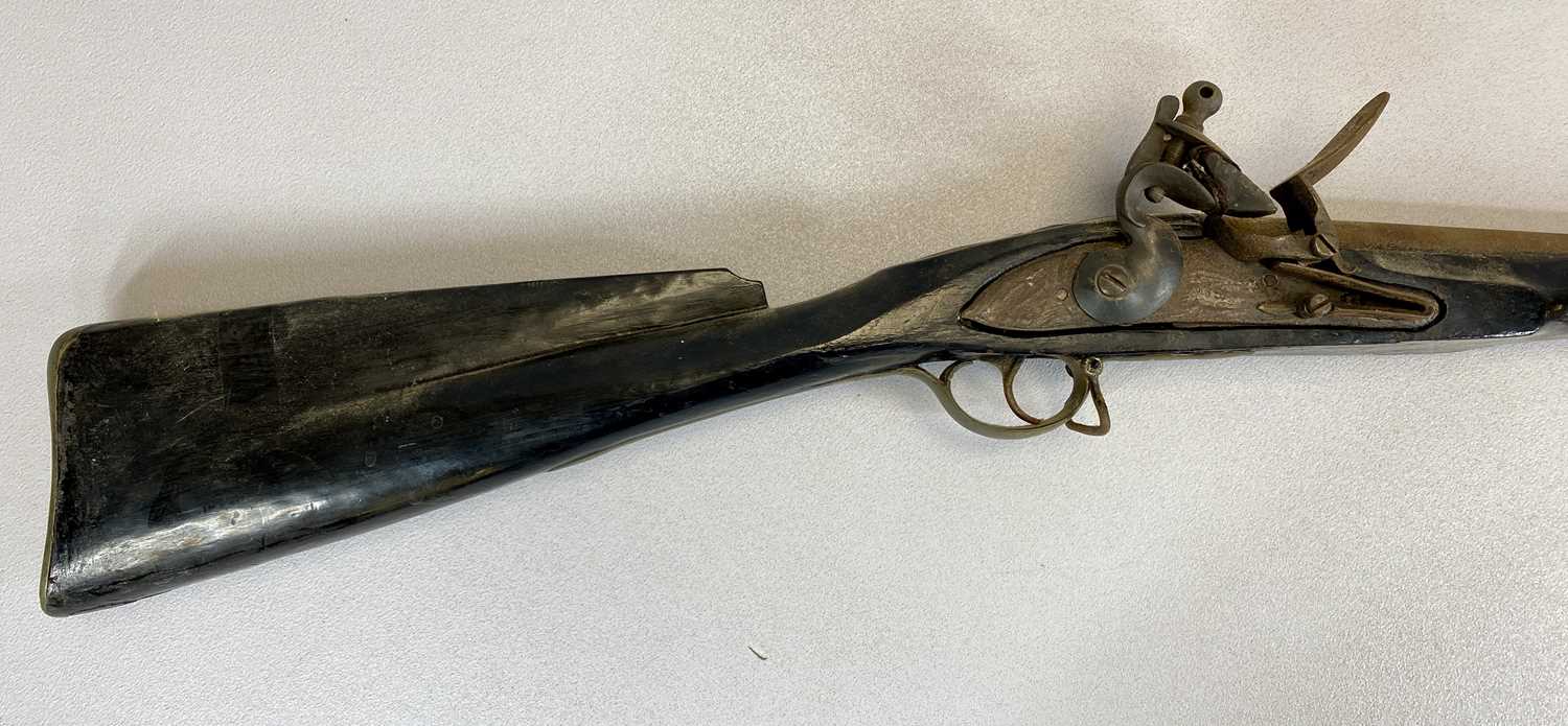 REPLICA FLINTLOCK RIFLE, 115cms cylindrical barrel, with ramrod and sling swivels Provenance: - Image 2 of 4