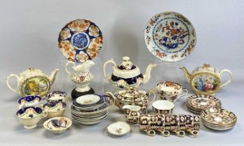 EARLY DERBY CHINA TEA SERVICE, daisy shape 6075 Japan pattern,15 PIECES, printed crown mark,