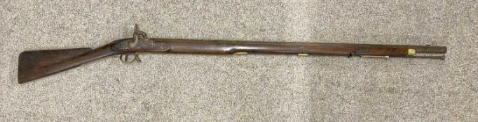 LATE 19TH CENTURY PERCUSSION RIFLE, 100cms cylindrical barrel, with ramrod Provenance: deceased