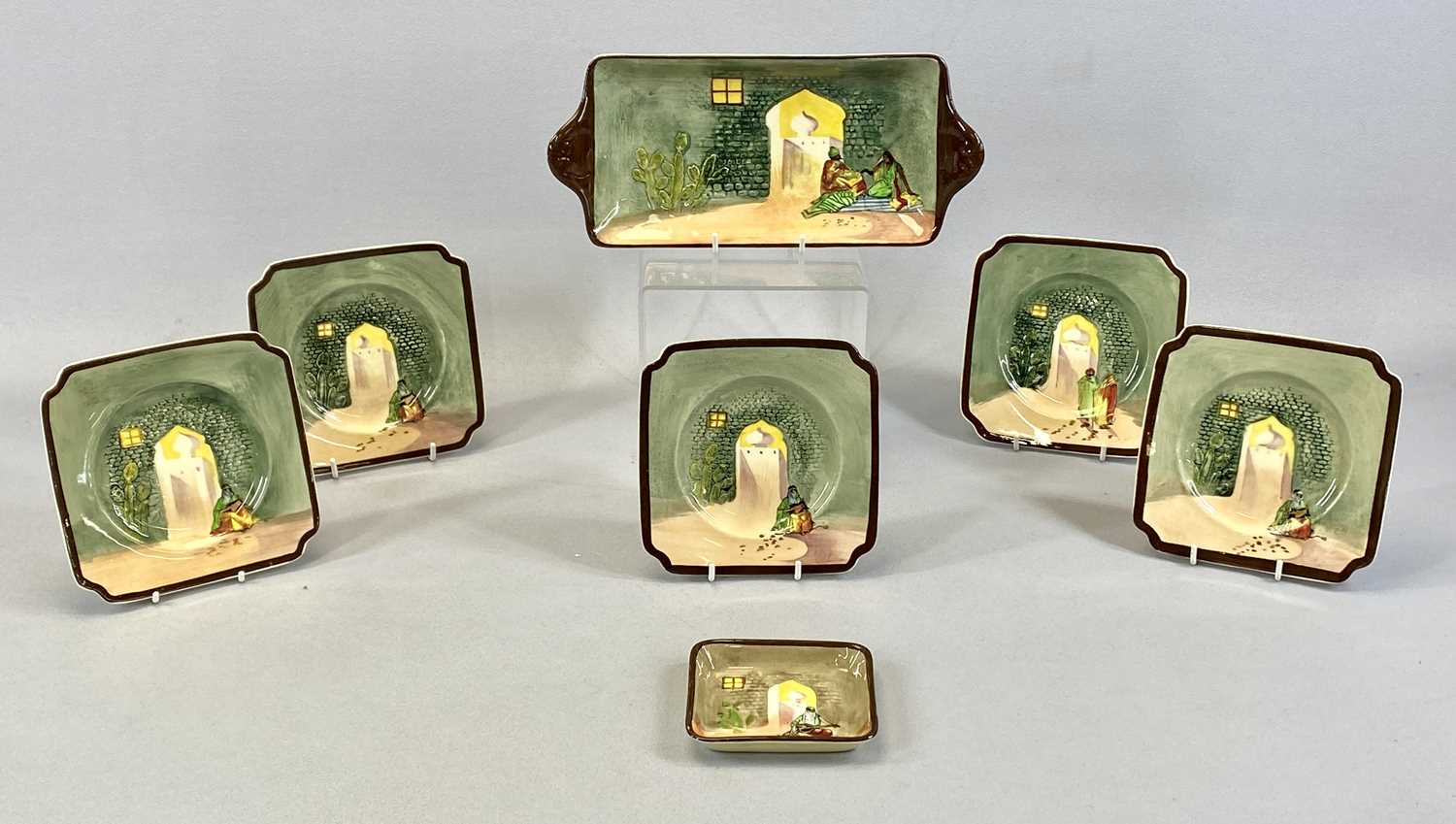 MIXED GROUP OF CERAMICS, Royal Doulton 'Moorish Gateway' rectangular serving plate and 4 x square - Image 7 of 7