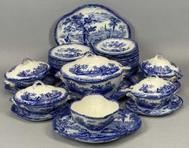 RIDGEWAY'S DOLL'S TEA SERVICE having blue and white transfer ware decoration, Humphrey's Clock