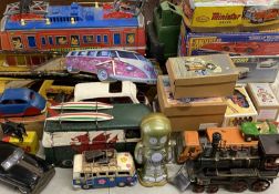 VARIOUS COLLECTABLES, including boxed tin plate and modern metal vehicles including Tonka, Chad