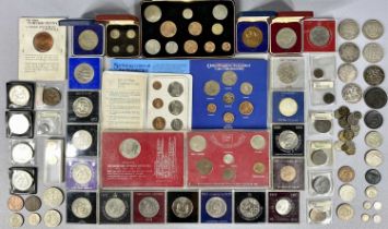 GEORGE III & LATER BRITISH & CONTINENTAL COINS & COMMEMORATIVE CROWNS to include 7.5ozt of silver
