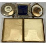 FIVE SILVER & OTHER MINIATURE PORTRAIT FRAMES comprising a circular example, 6.25cms (d), London