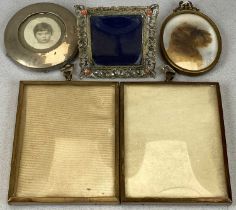 FIVE SILVER & OTHER MINIATURE PORTRAIT FRAMES comprising a circular example, 6.25cms (d), London