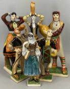 SIX ALBANIAN CERAMIC FIGURINES, 20th century, in colourful traditional folk dress, labelled to the