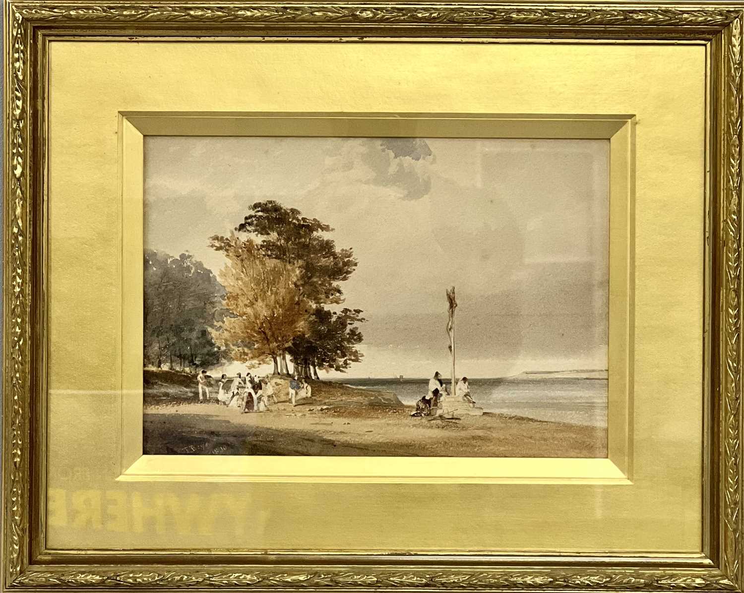 THOMAS SHOTTER BOYS NWS (British, 1803-1874) watercolour - coastal scene with figures and - Image 2 of 4