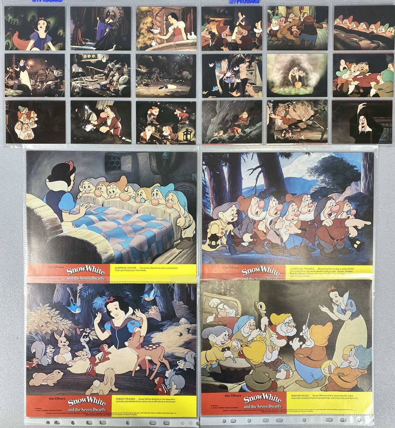 SNOW WHITE AND THE SEVEN DWARFS LOBBY CARDS and other Disney ephemera, full set of eight front of