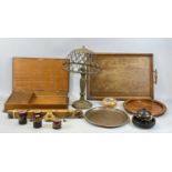 GROUP OF ANTIQUE / VINTAGE COLLECTABLES (see multiple images) include Victorian rosewood tea-