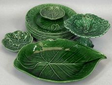 COLLECTION OF WEDGWOOD & OTHER MAJOLICA GREEN LEAF CERAMICS Provenance: private collection Conwy