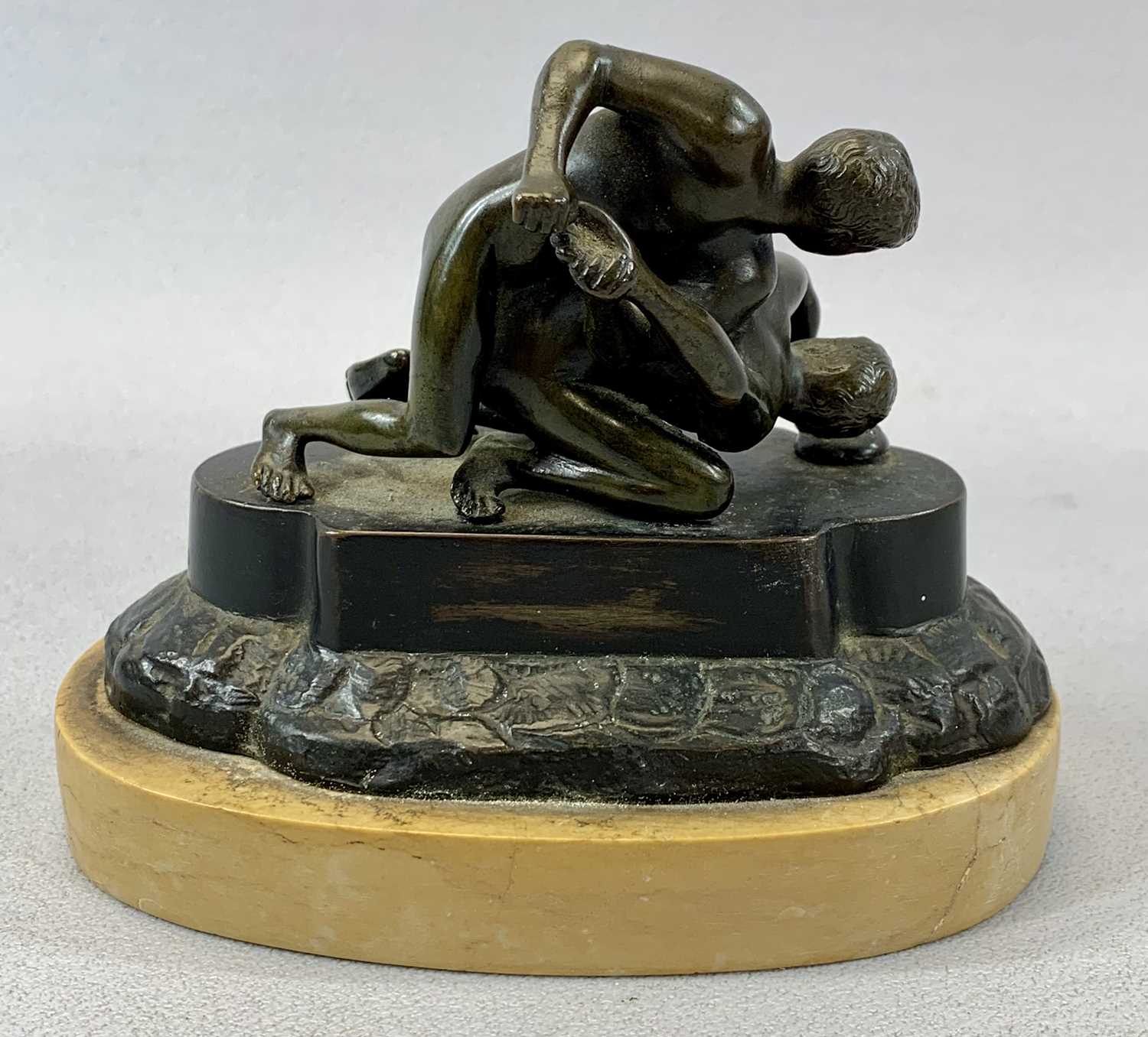AFTER ANTONIO CANOVA late 19th century bronze group "The Wrestlers" signed Giv. Bologna on oval