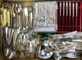 QUANTITY OF CASED & LOOSE CUTLERY to inlude an 89 piece community plate set, pair of Art Nouveau