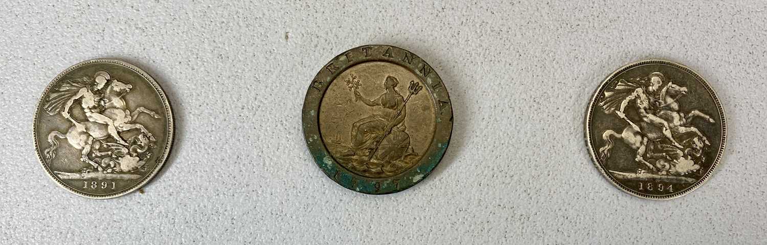 COLLECTION OF COINS / COMMEMORATIVE COINS including a 1797 cartwheel two-penny, 2 x Victoria - Image 2 of 5