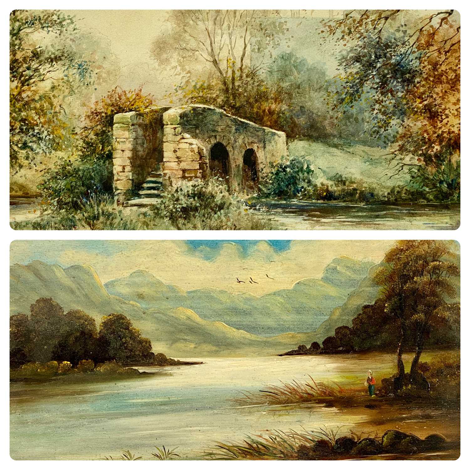 GEORGE GOODALL (British, 19th Century) watercolour - bridge over stream, titled verso 'Dorothy - Image 7 of 7
