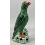 CHINESE EXPORT PORCELAIN FAMILLE VERTE PARROT, late 19th century, modelled with green feathers,