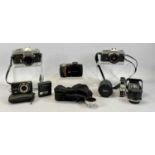 CAMERAS & ACCESSORIES including Olympus OM-1 SLR with 50mm lens, Yashica TL Electro SLR camera