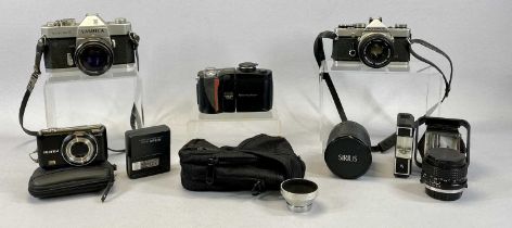 CAMERAS & ACCESSORIES including Olympus OM-1 SLR with 50mm lens, Yashica TL Electro SLR camera