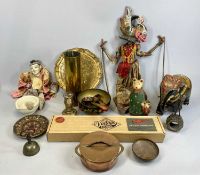 GROUP OF SOUVENIR & OTHER COLLECTABLES including Indonesian painted wood puppets 70cms (L),