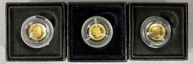 THREE 2009 QUEEN ELIZABETH II FABULA AURUM 24ct GOLD HALF CROWNS, in protective bubble capsules