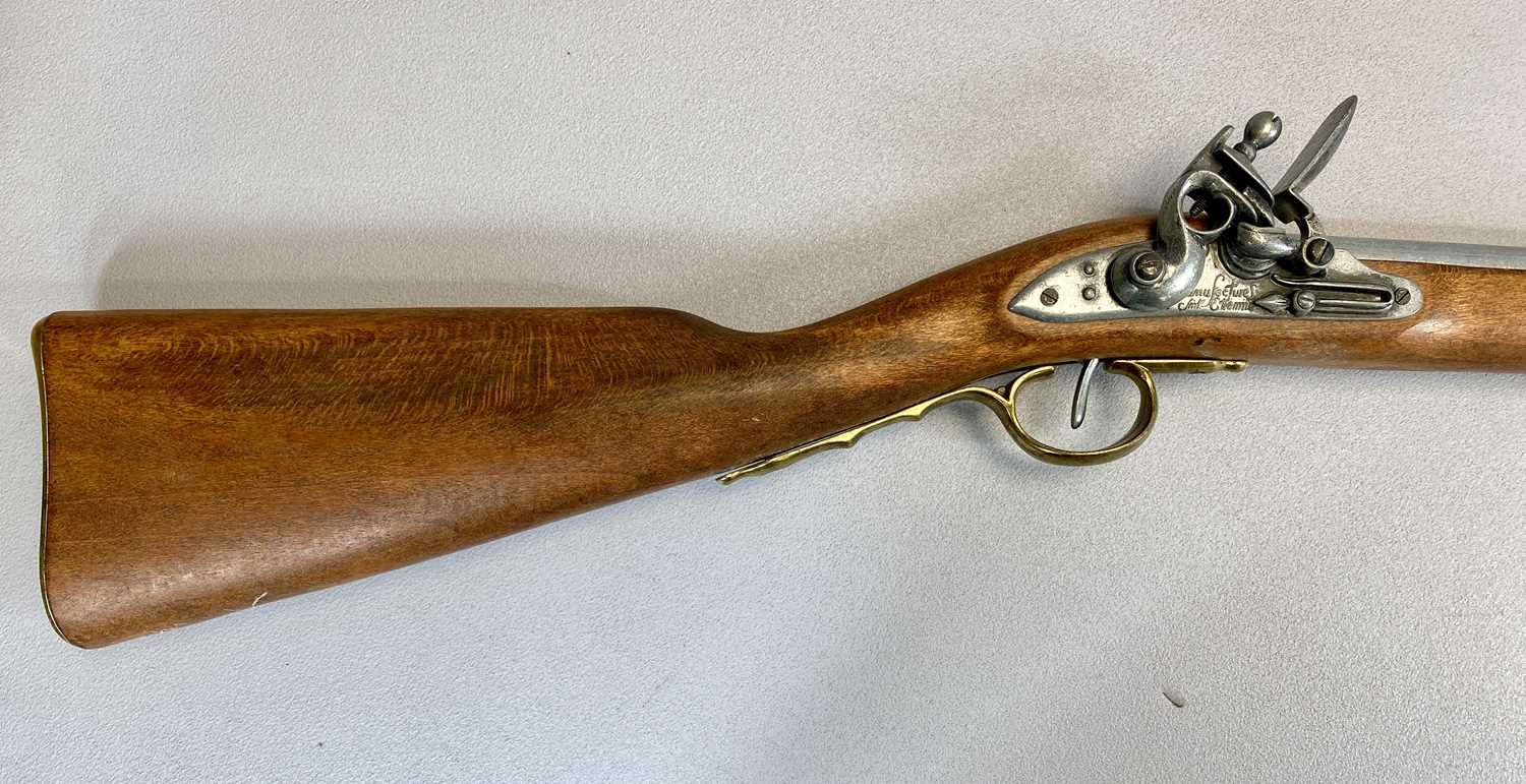 DENIX SPANISH REPLICA THREE-BAND FLINTLOCK RIFLE, 101cms cylindrical barrel, with ramrod, socket - Image 3 of 5