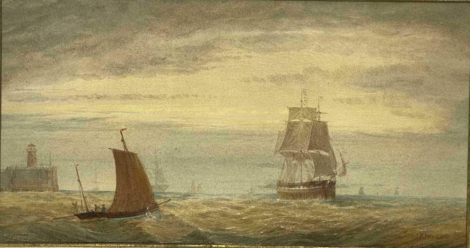ATTRIBUTED TO JOHN ROBERT MATHER (INITIALLED JRM) mid-19th century marine watercolour - sailing - Image 3 of 4