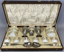 ALEXANDER CLARKE CO LTD CASED COFFEE SET: 6 Noritake cups and saucers, cream and white glazed with