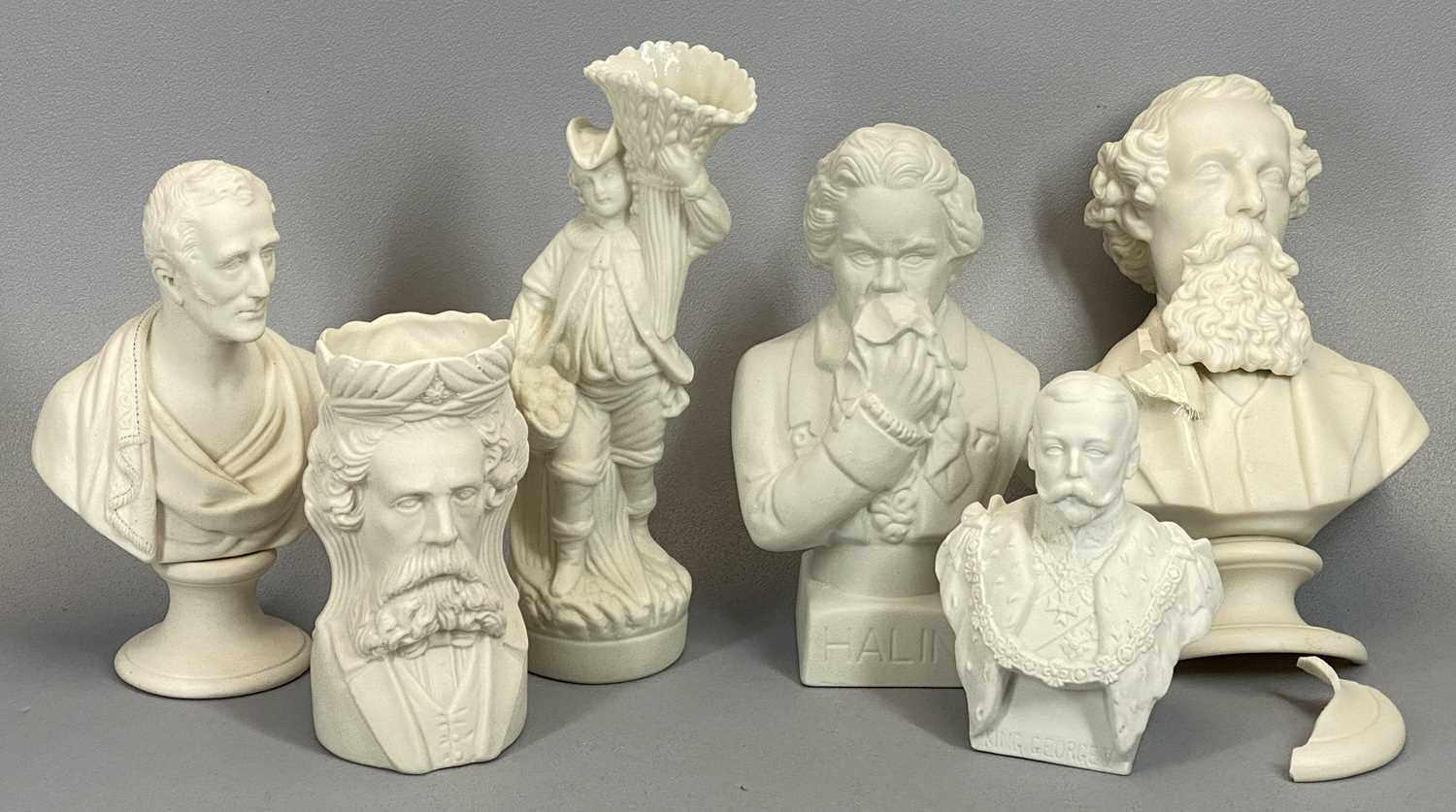 COLLECTION OF PARIANWARE FIGURES including King George V & Halin, 23.5cms the tallest Provenance: