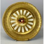 AYNSLEY CABINET PLATE, highly gilded and painted to the centre with fruit, green backstamp, 26.