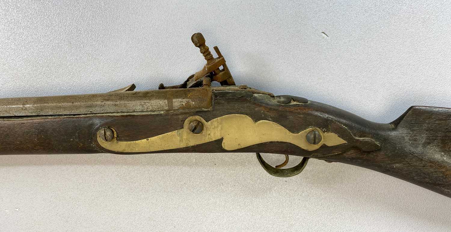 REPRODUCTION TWO-BAND FLINTLOCK RIFLE, 115cms octagonal barrel, with ramrod Provenance: deceased - Image 4 of 5