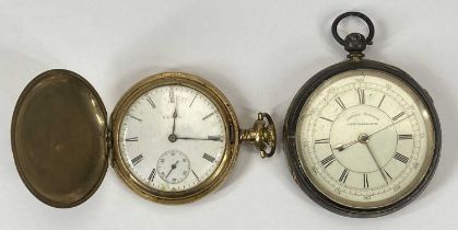 VICTORIAN SILVER CENTRE SECONDS CHRONOGRAPH LEVER POCKET WATCH, key wind, white enamel dial with