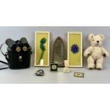 VARIOUS ITEMS including Glanz 7x50 binoculars with case, a Looping Swiss 8-day alarm clock, 10cms (