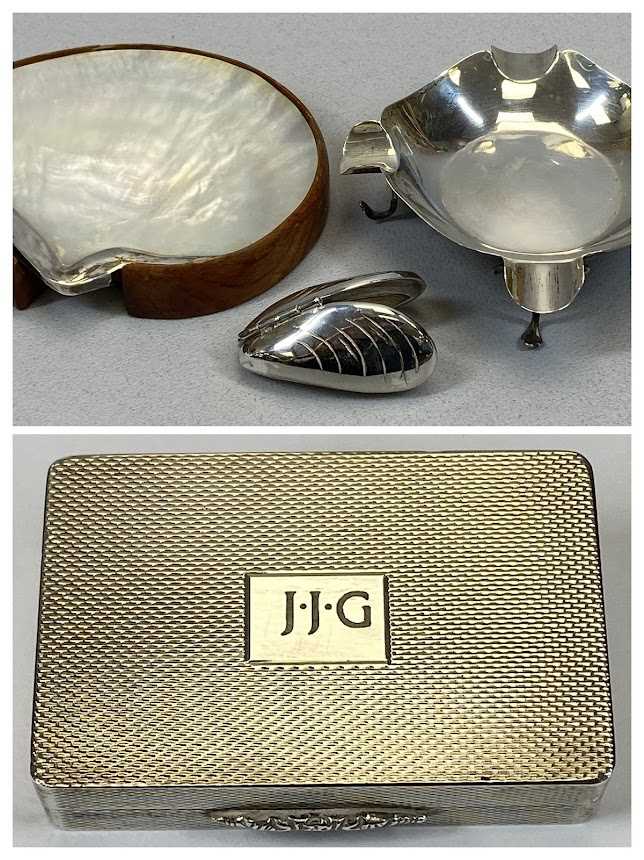 SMALL SILVER & WHITE METAL COLLECTION, comprising a four-footed ashtray, Birmingham 1910, maker