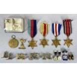 WORLD WAR II GROUP OF FOUR STAR AWARDS, ADVERTISING & OTHER GENTLEMEN'S CUFFLINKS, the four medals
