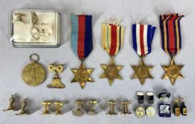 WORLD WAR II GROUP OF FOUR STAR AWARDS, ADVERTISING & OTHER GENTLEMEN'S CUFFLINKS, the four medals