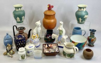 GROUP OF MIXED CERAMICS, Dudson green Jasperware vases, a pair, of baluster form, 18.5cms H, Shelley