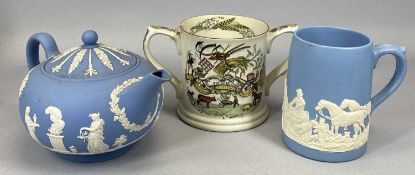 MIXED CERAMICS including Royal Collection Trust dog bowl, Wedgwood circular blue and white