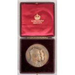 KING EDWARD VII & QUEEN ALEXANDRA LARGE BRONZE CORONATION MEDAL / PLAQUE by Elkington & Co.