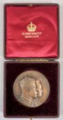 KING EDWARD VII & QUEEN ALEXANDRA LARGE BRONZE CORONATION MEDAL / PLAQUE by Elkington & Co.